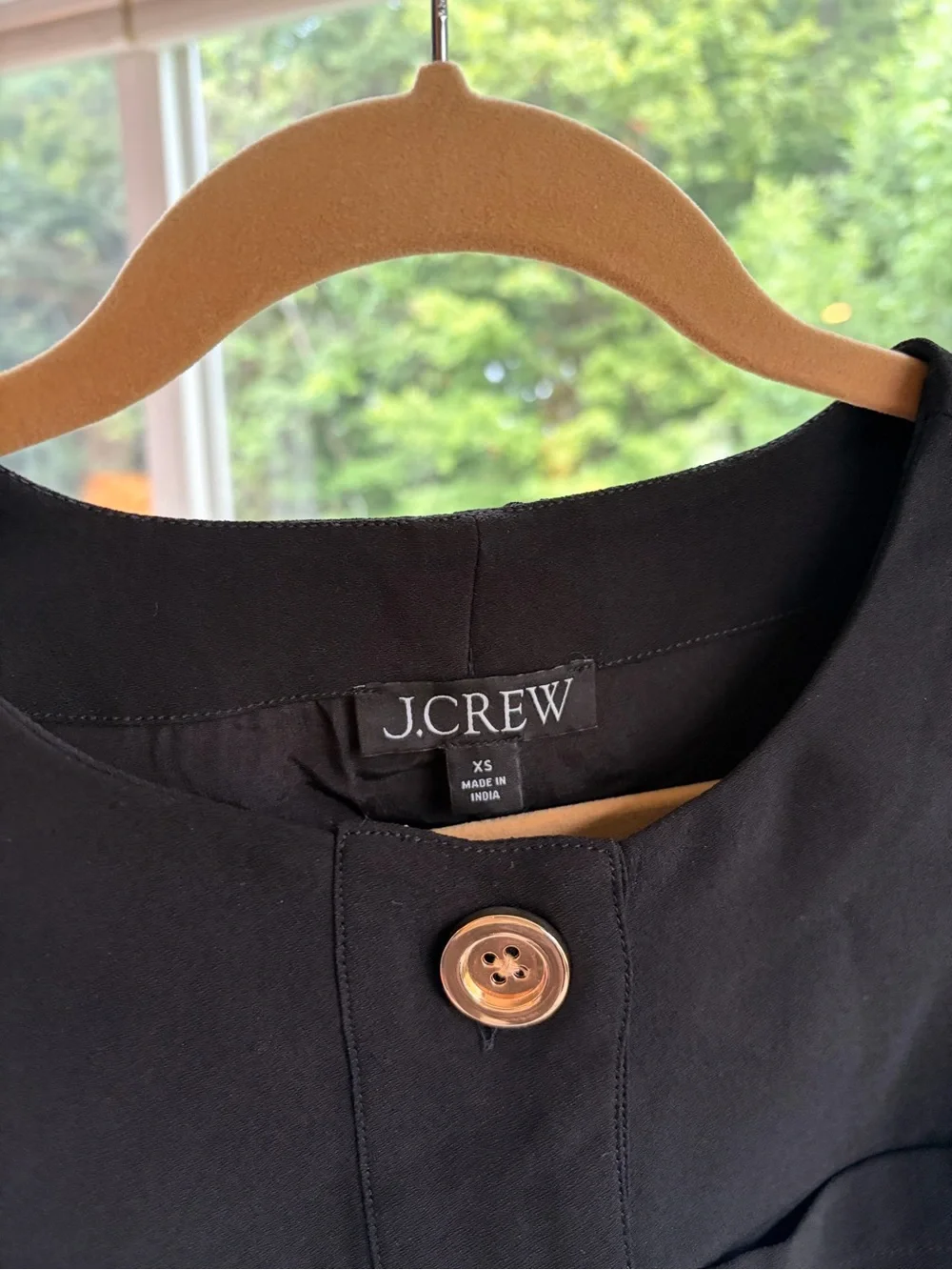 J. Crew Black Button-Front Sleeveless Shift Dress with Wooden Buttons